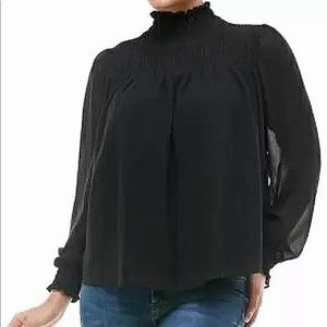 Q+A mock neck blouse black size Large NWT